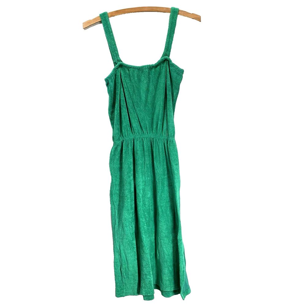 Vintage 70s Crazy Horse Terry Cloth Sundress Womens M Removable Straps Beach